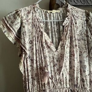 Lovestitch Floral Midi Dress - Cream and Purple